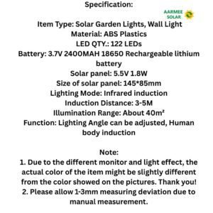 solar wall light 122 led