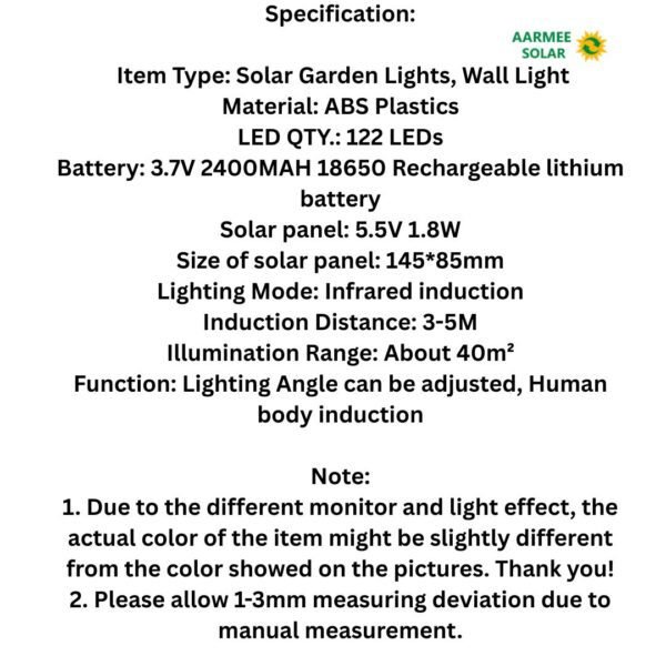 solar wall light 122 led