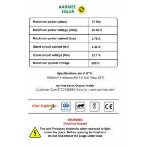 mono solar panel 75 watt
