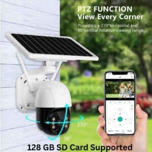 Solar CCTV Camera PTZ - 128 gb sd card supported