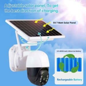 Solar CCTV camera single lens with lithium battery