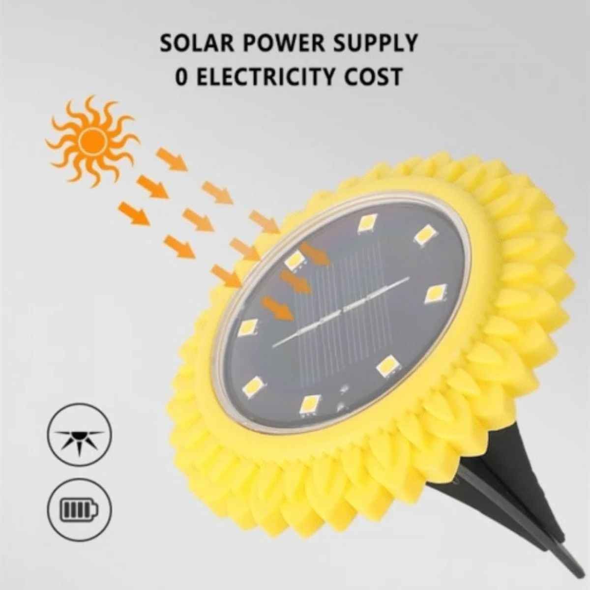 Aarmee solar ground lights glowing at night