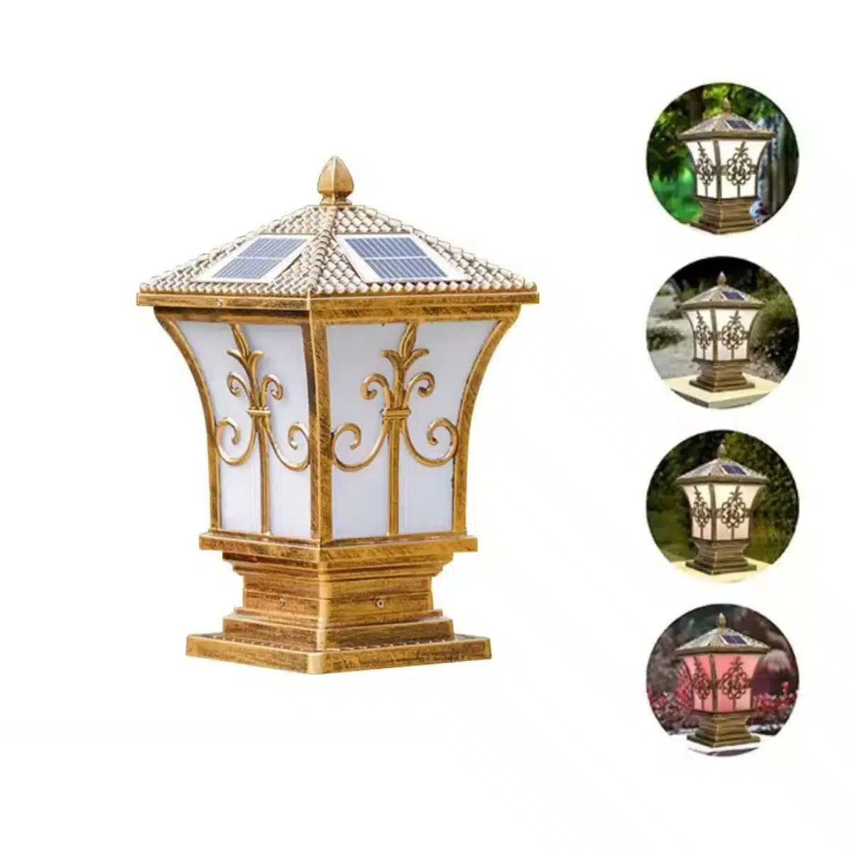 Aarmee Solar Antique Gate Light front view with 24 LED for outdoor pillar