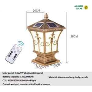24 LED Solar Gate Light Antique Model with remote control by Aarmee Solar