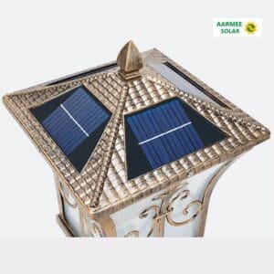 Side view of Antique Solar Gate Pillar Light with remote control