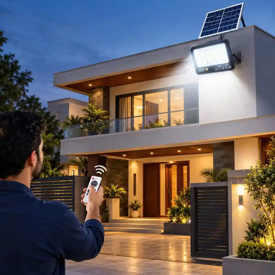 solar flood light 200 watt installed